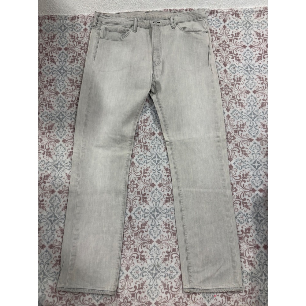 Levis 513 Slim Straight Jeans Mens 38x34 Light Grey Stretch Denim Pants